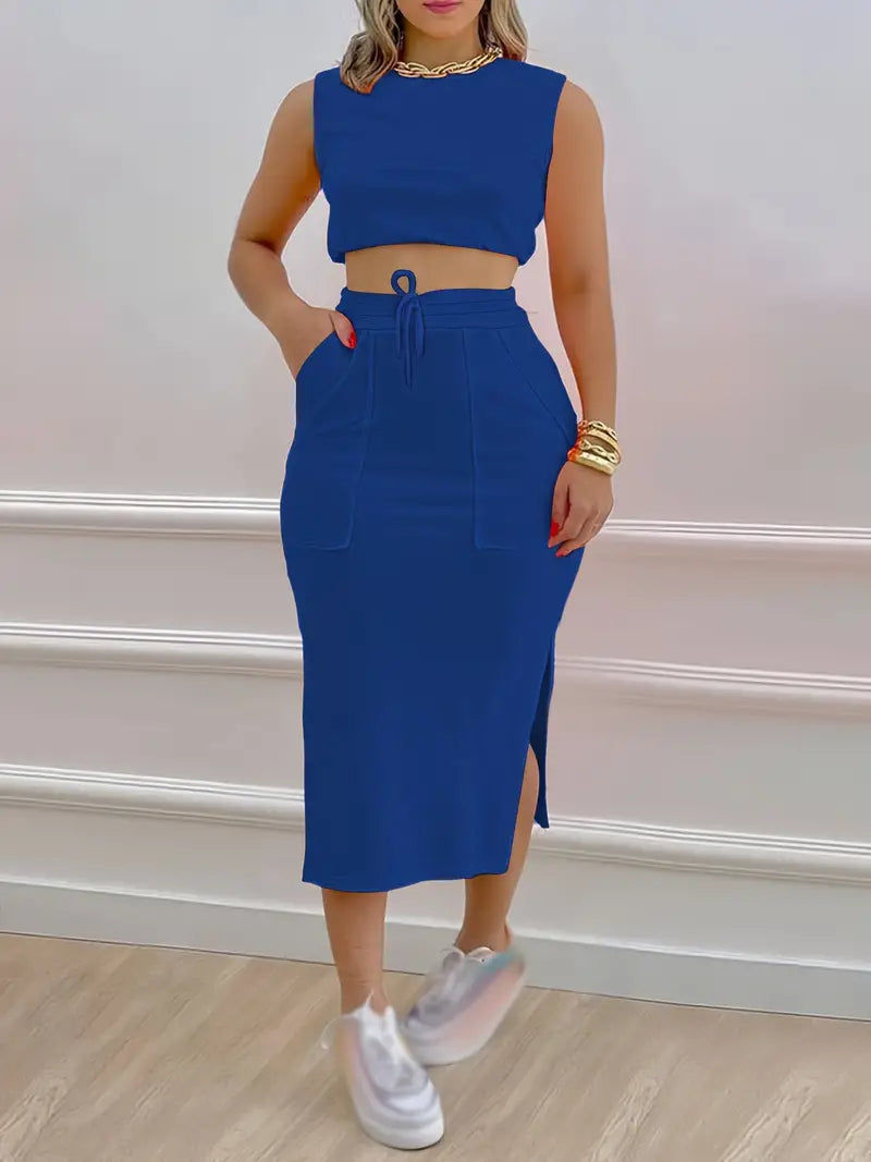 Solid Casual Two-piece Set